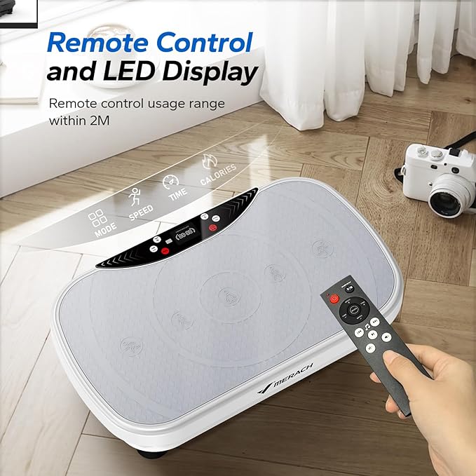 MERACH Vibration Plate Exercise Machine, Vibration Plate with Bluetooth and LED Display, Vibrating Plate Exercise Machine for Women Men, Workout Equipment for Home