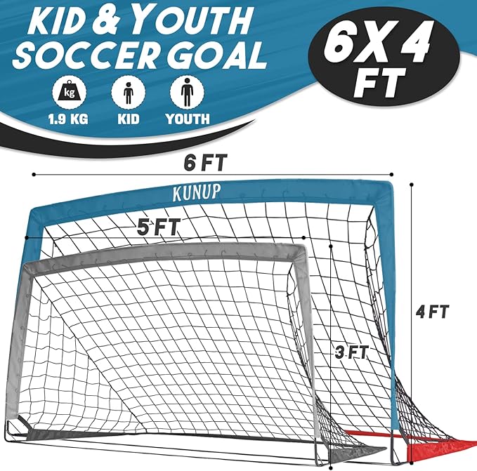 Kids Soccer Goals for Backyard 5×3, 6×4, 6×4, 9×5FT 9×5FT 2 2 Pieces