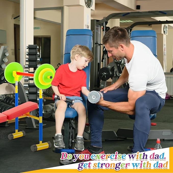 Meooeck Kids Weight Bench Set Fitness Exercise Equipment