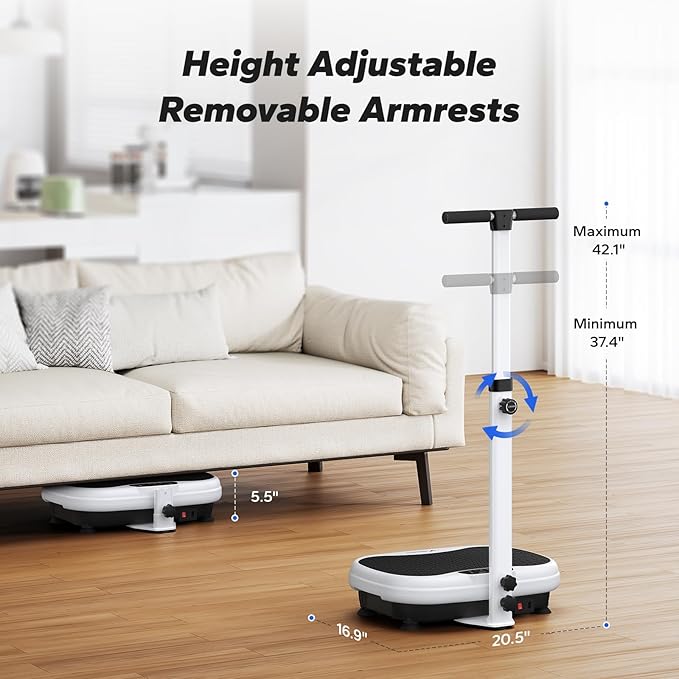 MERACH Vibration Plate Exercise Machine, Vibrating Plate Exercise Machine with Handrails, Full Body Vibration Platform for Women Men, Exercise Equipment for Home