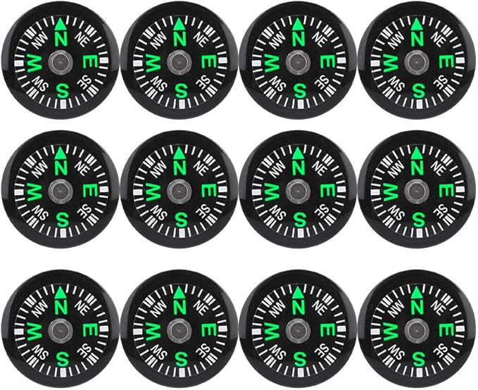 Mini Survival Compass 12pcs Black
