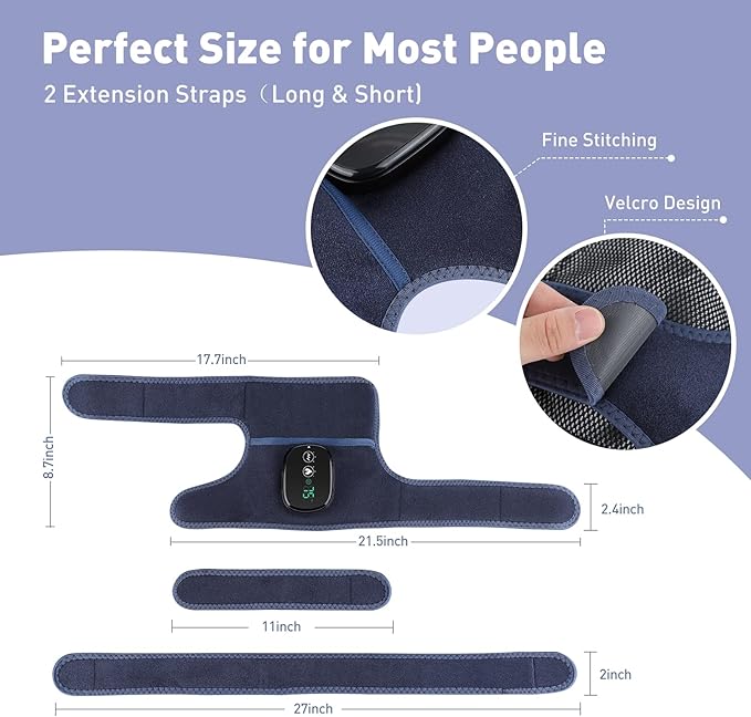 MOAJAZA Cordless Knee Massager Heated Shoulder Brace, Knee Heating Pad for Arthritis with Vibration (Pack of 2 Blue)