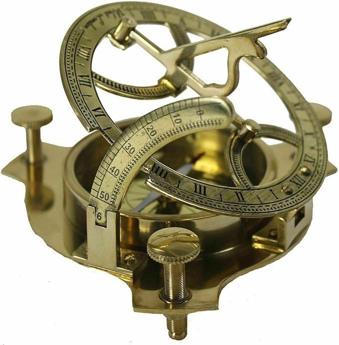 Maritime Solid Brass Sundial Compass for Traveling Trekking