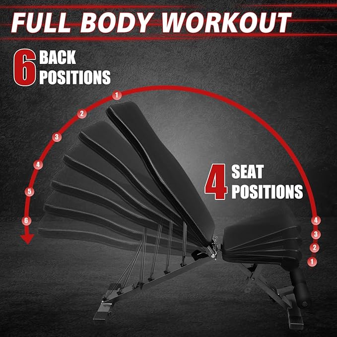Adjustable & Foldable Weight Bench Press 600LBS Strength