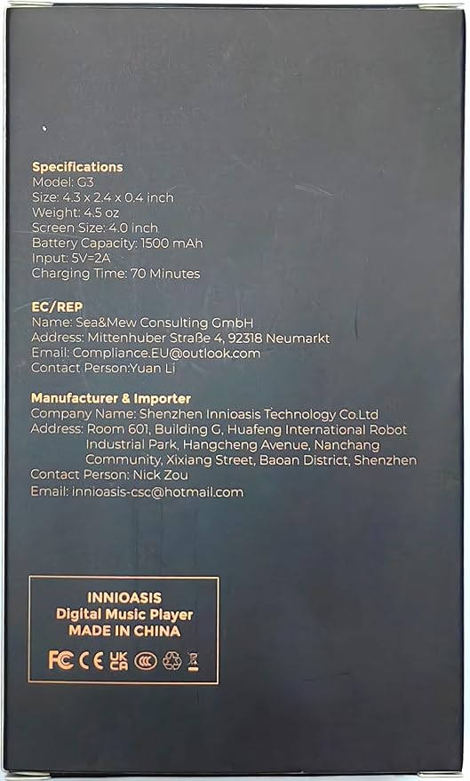 160GB MP3 Player with Bluetooth and WiFi, innioasis Music Player with Spotify,Pandora,Amazon Music,4" Touch Screen Android MP4 MP3 Player for Kids with Libby,Audible(Black_Gold)