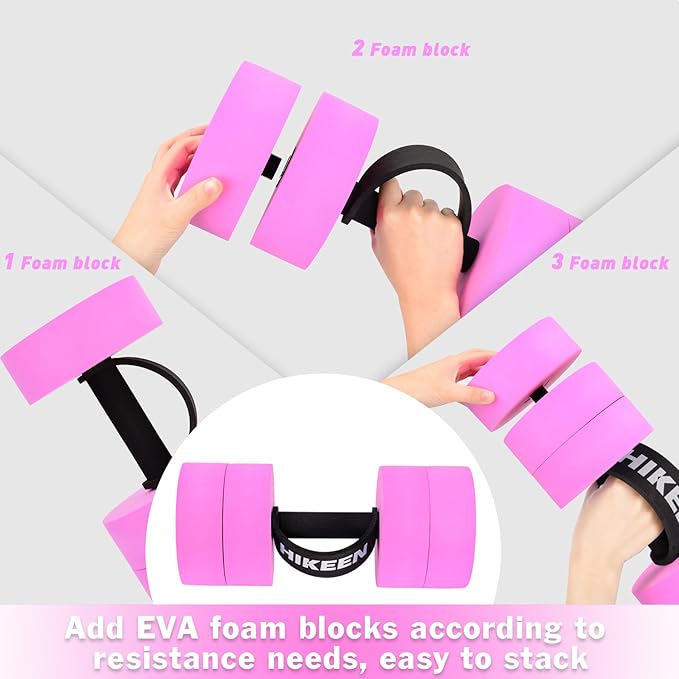 Hikeen Aquatic Exercise Dumbbells Water Dumbbell Pool Resistance Aquatic Fitness Barbells with 4 High-Density EVA Foam Pool Weights Dumbbells, for Water Aerobics Weight Loss