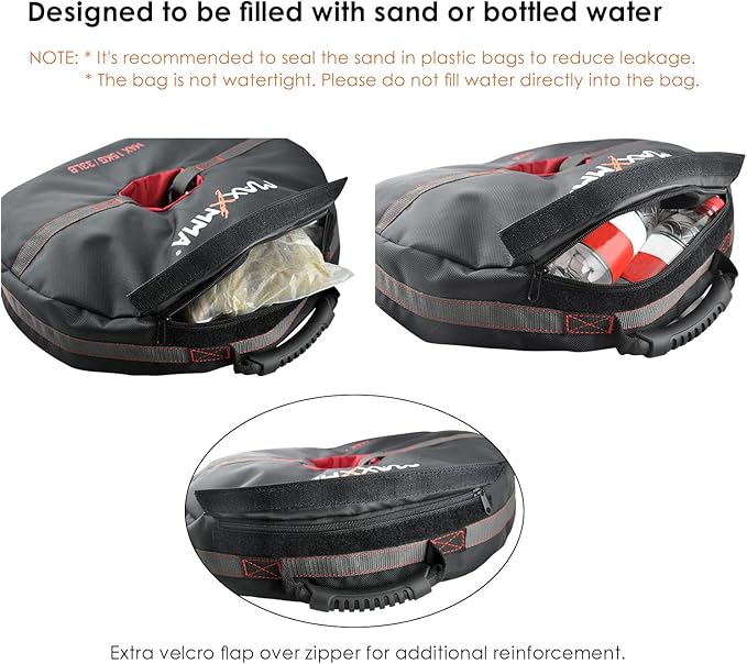 MaxxMMA Double End Heavy Bag Anchor (Unfilled) Core Training Tool Weight Bag Multifunctional 3-in-1 - Punching Boxing MMA Workout Fitness