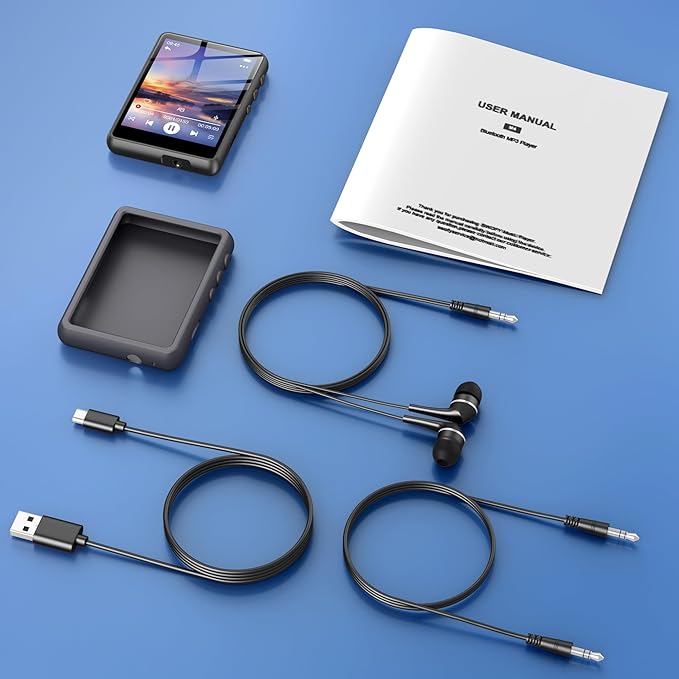 128GB MP3 Player with Bluetooth 5.3 Black, SWOFY M4 Music Player with 2.4" Touch Screen, HD Speaker FM Radio, Recording Support up 128GB