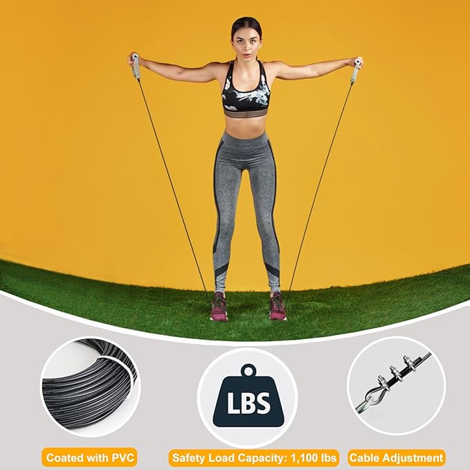 32.8Ft/98.4Ft Fitness Pulley Cable,Replacement Cable Machine Accessories for DIY Home Gym, Gym Cable Replacement,PVC Coated,Thick 3/16"(5mm)