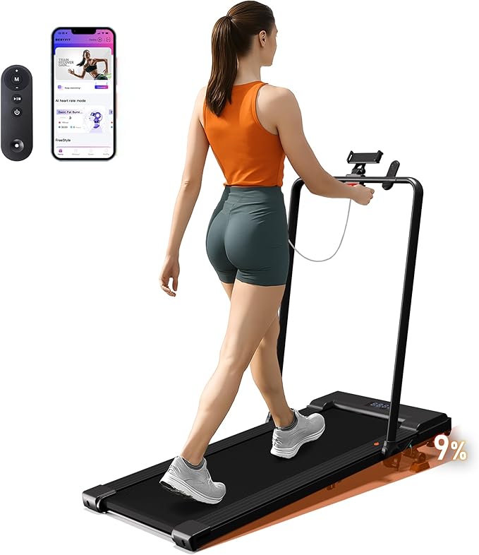 Lichico Walking Pad Under Desk Treadmill,Portable Small Treadmills for Home and Office,Super Quiet Brushless Motorized Walking Jogging Running Machine with Remote Control