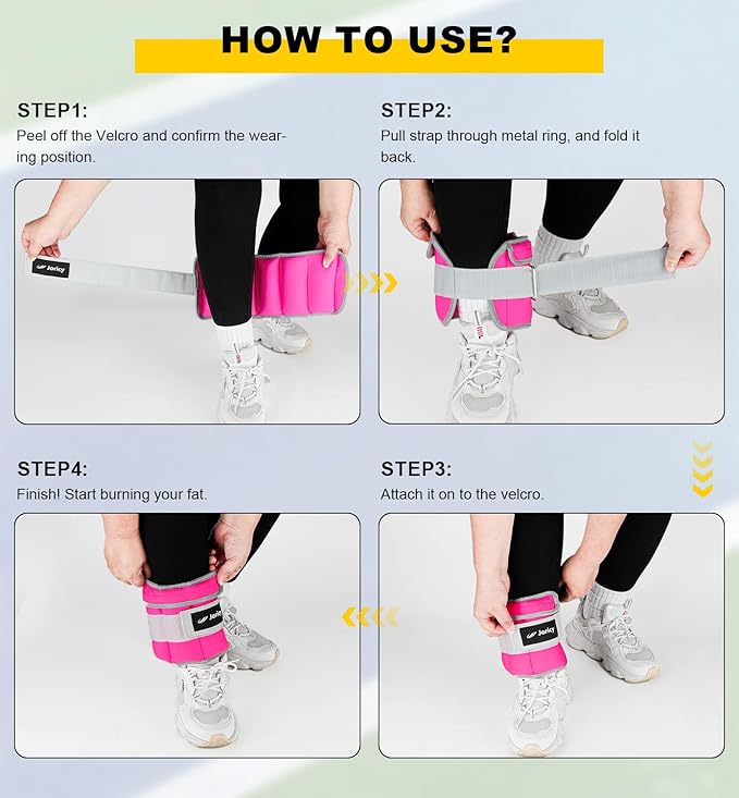 Adjustable Ankle Weights for Women Men 1 Pair 2 4 4 6 6 8 8 10 10 LBS 1-5 LB