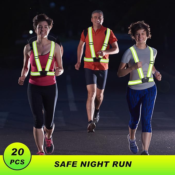 Hercicy 12 Pcs Reflective Vest High Visibility Safety Vests, Adjustable Bright Neon Lightweight Strap Gear (Yellow)