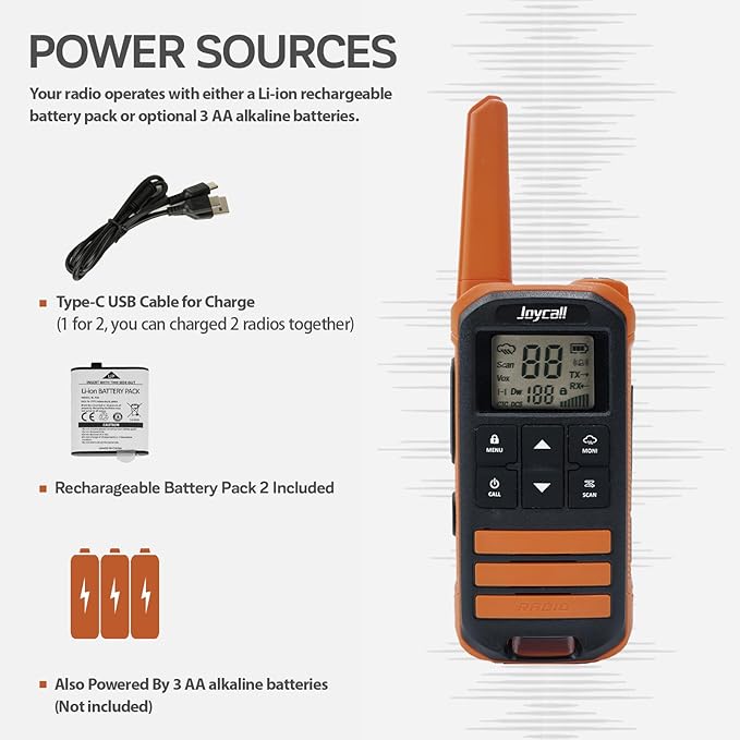 Long Range Walkie Talkies for Adult with NOAA 22 Modifiable &1400mAh Li-ion