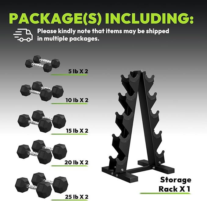 Hex Dumbbell Sets with Rack, 60-550 lb Rubber Encased Exercise & Fitness Dumbbells Set with Rack Option, Hand Weight for Strength Training, Weight Dumbbells