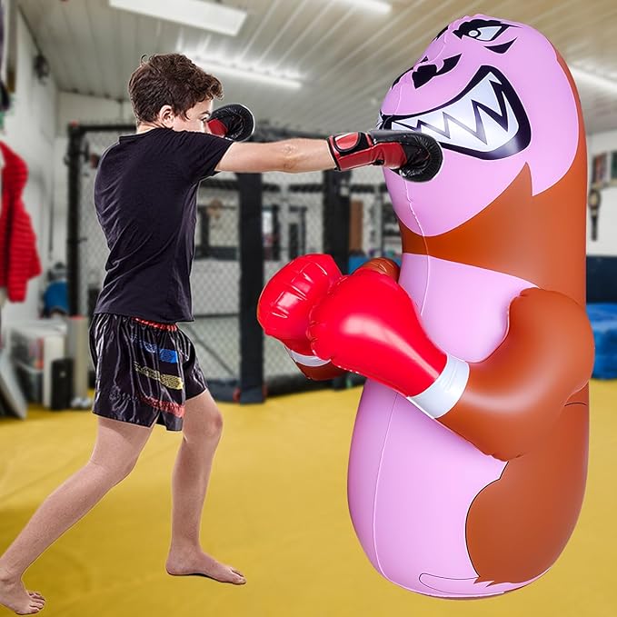 47" Punching Bag for Kids 3-8 Toddler Boxing Bag Inflatable Dinosaur Bopper Birthday Presents for Boys & Girls Sports Toys Outdoor Activities Yard Games