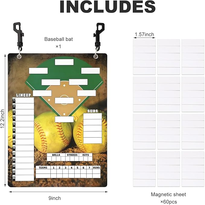Magnetic Baseball Clipboard for Coaches 60 Lineup