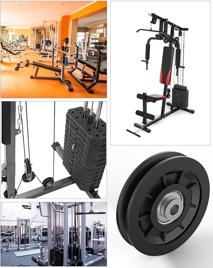 90mm/3.5" Universal Nylon Bearing Pulley-Wheel Replace for Home Gym Equipment Part Cable Machine, Wearproof Abration Bearing Wheel, Gym Equipment and Garage Door Pulley System