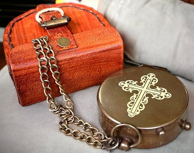 AASIYA Brass Nautical Portable Pocket Compass with Chain