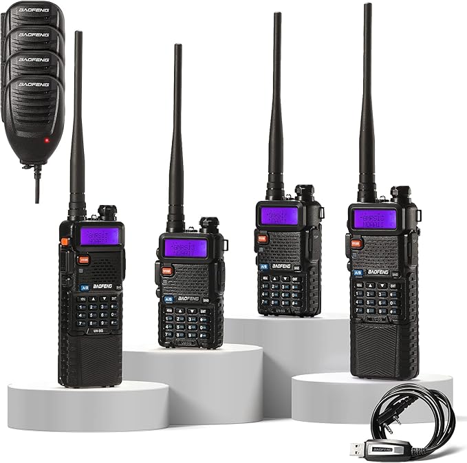 4 Pack BAOFENG UV-5X (UV-5G) GMRS Radio 2 Pcs 3800mAh Battery,