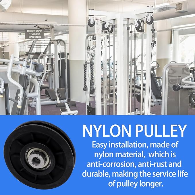 90mm/3.5" Universal Nylon Bearing Gym Pulley Wheel, Weight Pulley System Replacement for Home Gym Equipment Part, Cable Machine, Garage Door Pulleys System