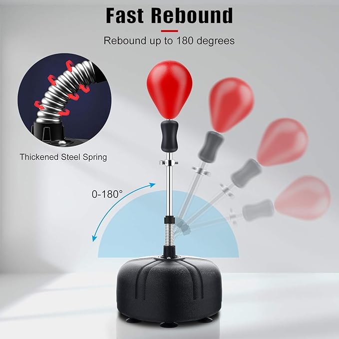 Midkawe Punching Bag with Stand for Adults & Kids, Adjustable Height Free Standing Boxing Reflex Bag, Ideal for MMA Reflex Speed Training, Fitness,Punching and Muscle Building