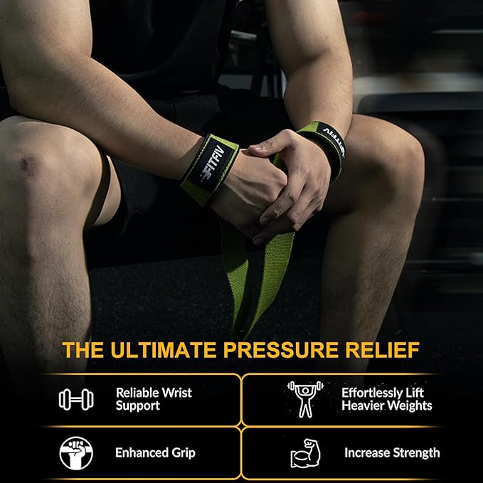 Lifting Straps for Weightlifting, Lifting Wrist Straps for Gym Strength Training, Neoprene-padded Wrist Cushion - Men & Women