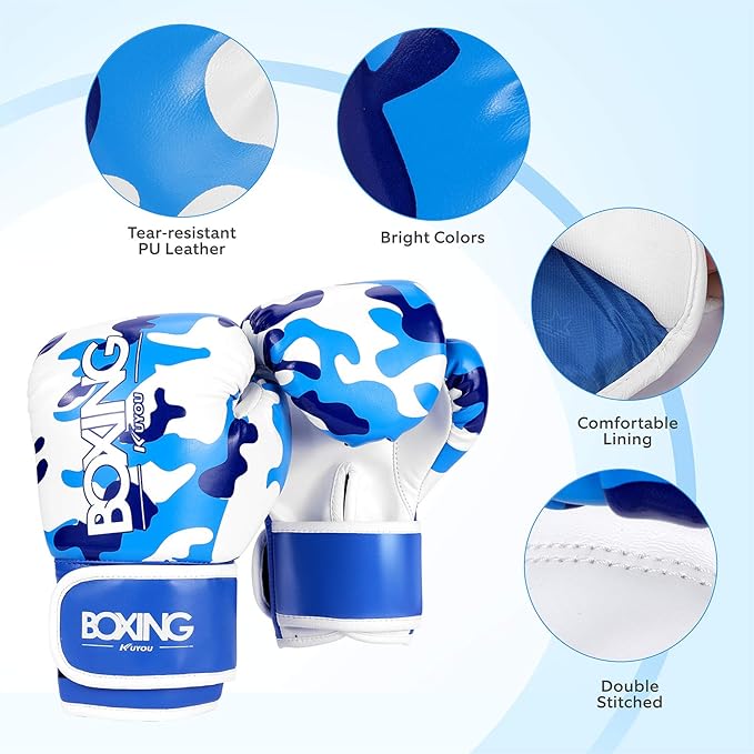 Kids Boxing Gloves, Boxing Gloves for Children 3-9 Youth Boys Girls Toddler PU Cartoon Sparring Training Boxing Gloves for Punching Bag, Kickboxing, Muay Thai, MMA