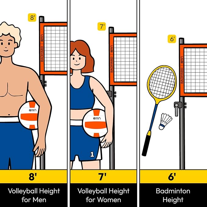 A11N Outdoor Volleyball and Badminton Combo Set - 4 Badminton 2 Shuttlecocks,