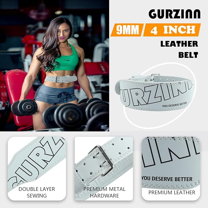 9mm Leather Fitness Weight Lifting Belt for Women&Men 4 Inches