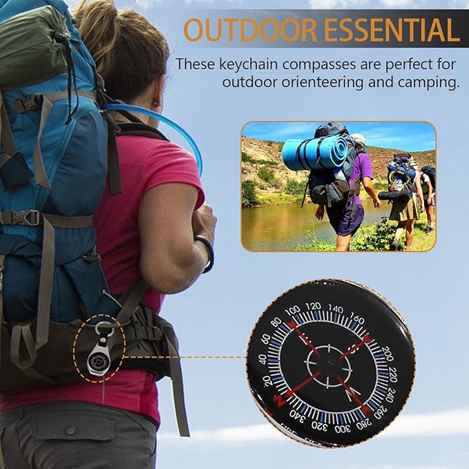 2 Pieces Keychain Compass for Outdoor Orienteering Camping