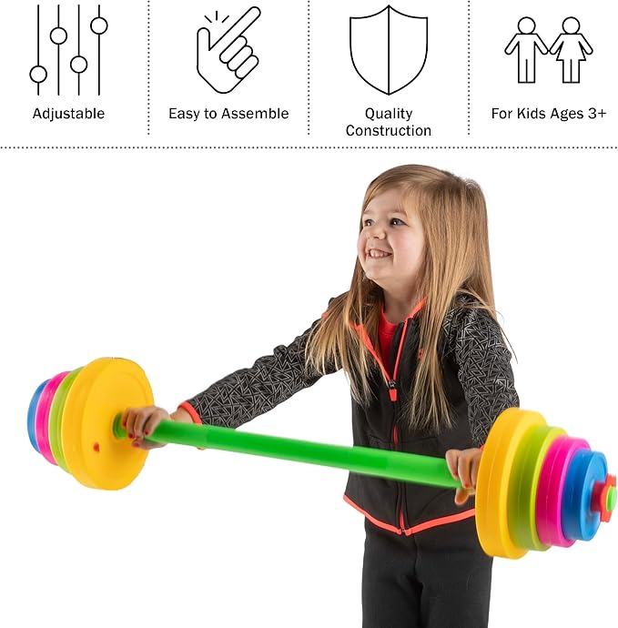 Hey! Play! Kids Weight Set - Barbell 8 Adjustable 3 and