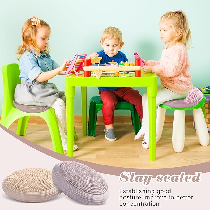 Libima 4 Pcs Wiggle Seat Inflated Wobble Cushion for Sensory Kid 13 Inches Balance Disc Flexible Seating for Classroom Sensory Pad for Chair Wiggle Cushion with Needle Pump