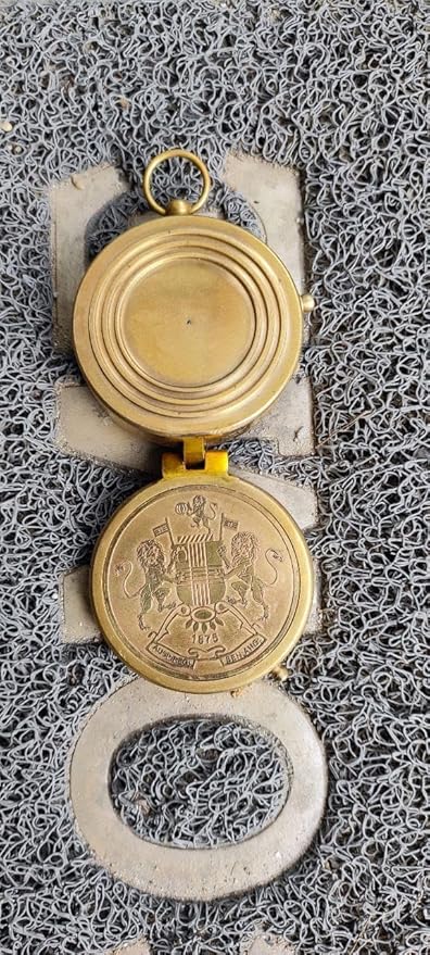 3"" Antique Brass Pocket Compass Navigational Collectible Push 1857 Compass