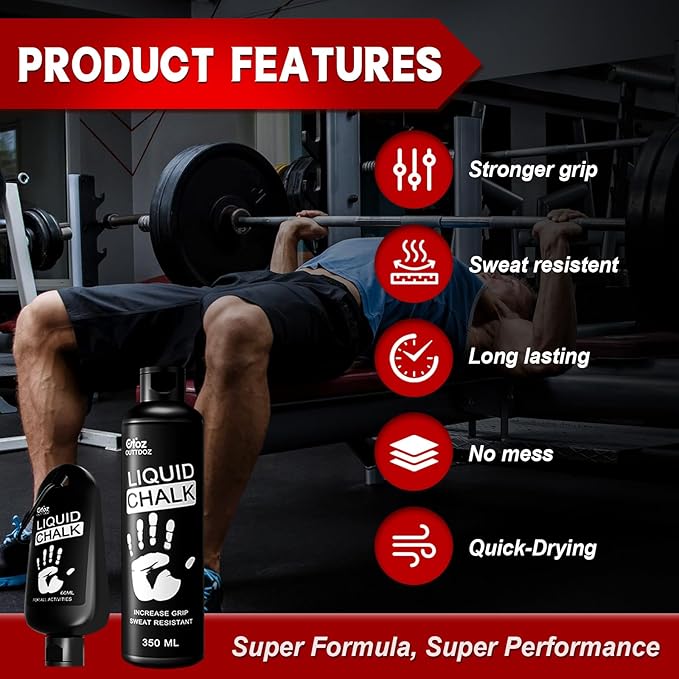 60ML Superior Grip Liquid Chalk Mess-Free Gym Chalk for Weightlifting, Gymnastics, Rock Climbing, Dancing, Dries in Seconds. Package May Vary.