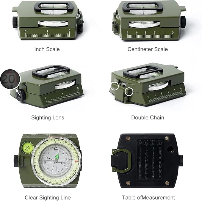 Military Compass, Hiking Compass for Survival with Lensatic