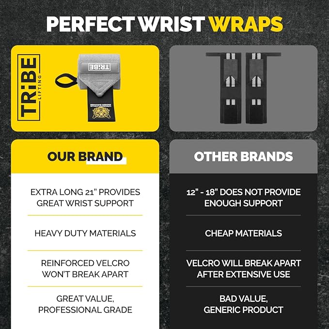 Heavy Duty Wrist Wraps and Lifting Straps - 21" Wrist Wraps for Weightlifting Men and 24" Wrist Straps for Weightlifting with Silicone Grip and Padding - Weight Lifting Wrist Wraps and Deadlift Straps