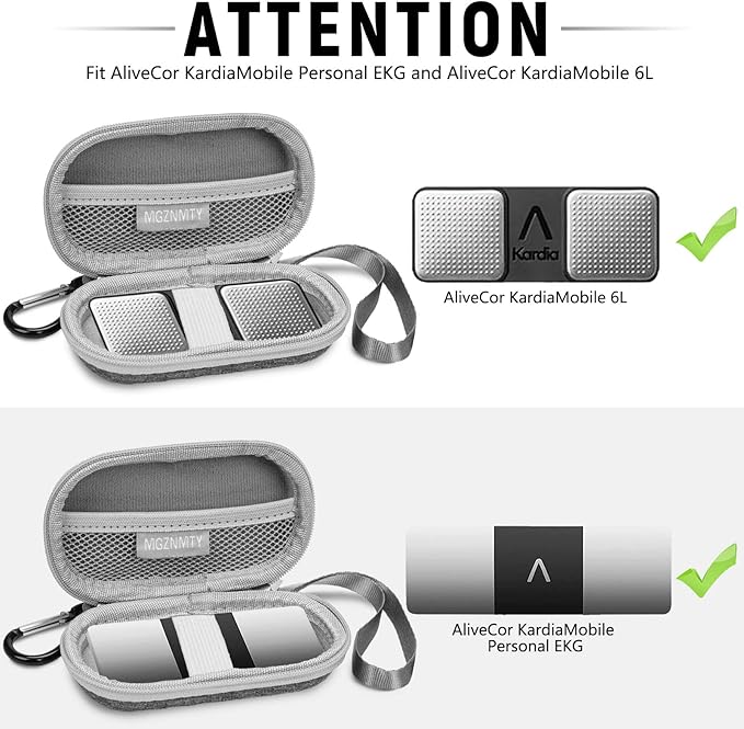 MGZNMTY Portable Hard Travel Case for AliveCor Kardia Mobile Heart Monitor Personal EKG/KardiaMobile 6-Lead Rate Monitoring Devices (Case Only)(Gray)