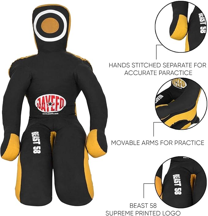 Jayefo Beast 58 BJJ Brazilian JIU Jitsu Wrestling Dummy for Grappling-Submission-Mixed Martial Arts-MMA-Training Punching Throwing Boxing Bag Practice Karate Judo.