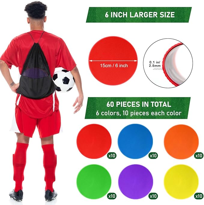 60 Pcs Poly Spot Markers Non-Slip Rubber Floor