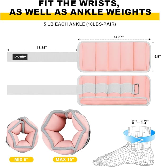 Adjustable Ankle Weights for Women Men 1 Pair 2 4 4 6 6 8 8 10 10 LBS 1-5 LB
