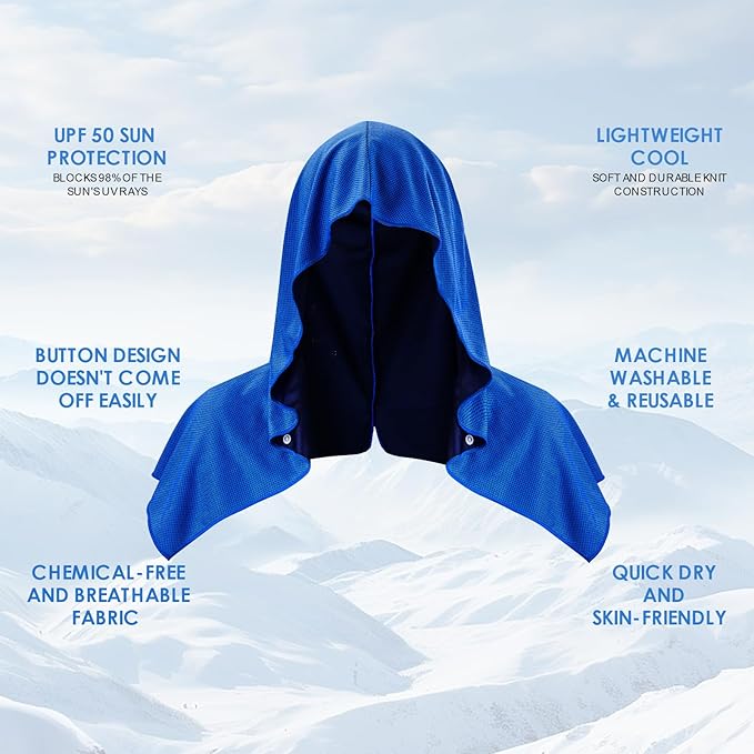 4 Pack Cooling Hoodie Towels for Neck and Face 50 Sun