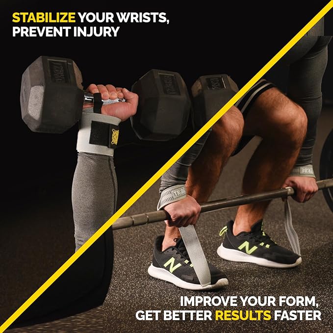 Heavy Duty Wrist Wraps and Lifting Straps - 21" Wrist Wraps for Weightlifting Men and 24" Wrist Straps for Weightlifting with Silicone Grip and Padding - Weight Lifting Wrist Wraps and Deadlift Straps