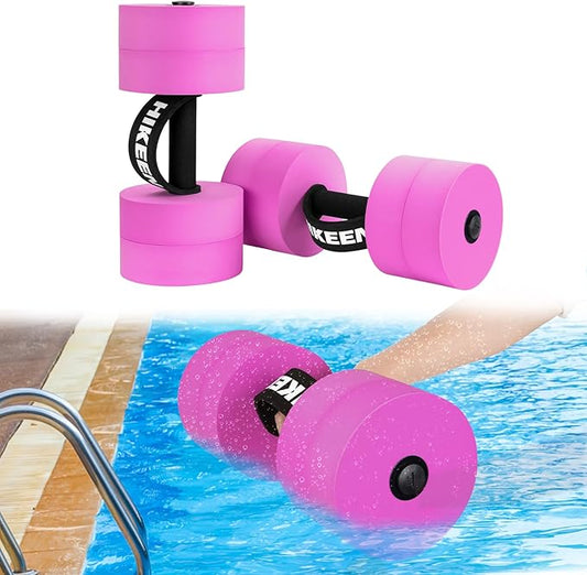 Hikeen Aquatic Exercise Dumbbells Water Dumbbell Pool Resistance Aquatic Fitness Barbells with 4 High-Density EVA Foam Pool Weights Dumbbells, for Water Aerobics Weight Loss