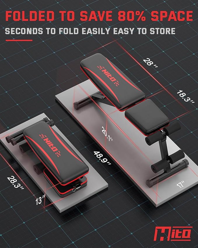HITOSPORT Adjustable Weight Bench for Full Body Exercise