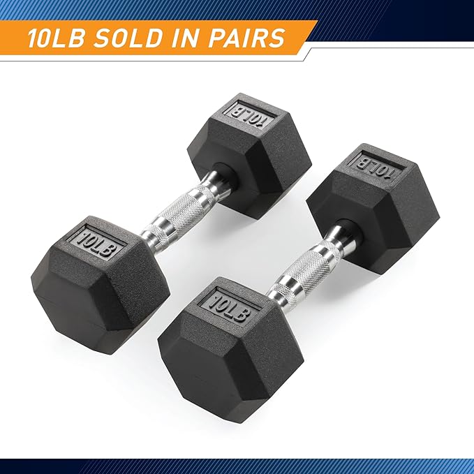 Marcy Rubber Hex Dumbbell Sold in Pairs - Available for 5lb - 20lb