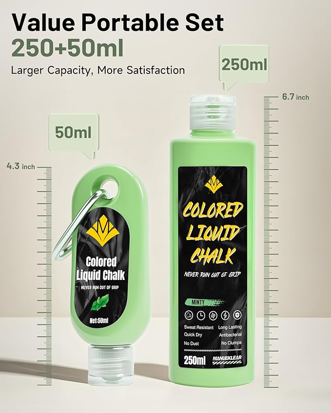 MANUEKLEAR 50/250ml Scented Gym Chalk Easy to Carry, Liquid Chalk Gym for Dry Hands and Enhance Grip, Lifting Chalk for Weightlifting, Gymnastics, Rock Climbing