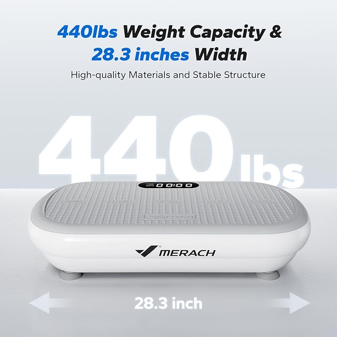 MERACH Vibration Plate Exercise Machine, Vibration Plate 440 Lbs Capacity, Bluetooth and Silicone Pedal, Stimulate Deep Fat, Vibration Plate for Lymphatic Drainage, Vibrating for Weight Loss
