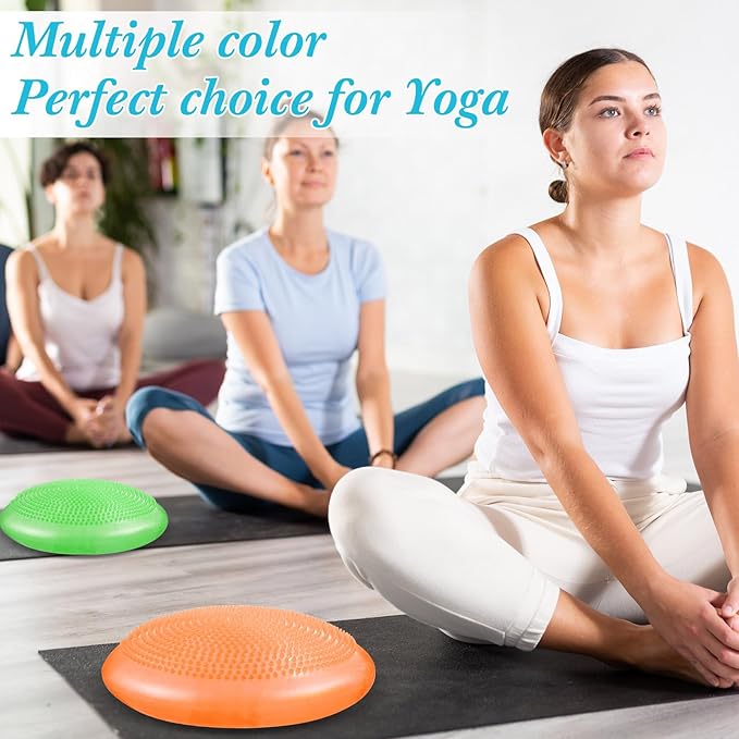 Libima 4 Pcs Glitter Wiggle Seat for Sensory Kids Inflated Wobble Cushion Sensory Seat Flexible Seating for Classroom Elementary, Balance Disc with Pump for Kids Adult Office Home