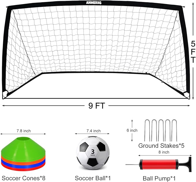 6x4FT / 9x5FT Kids Soccer Goal for Backyard