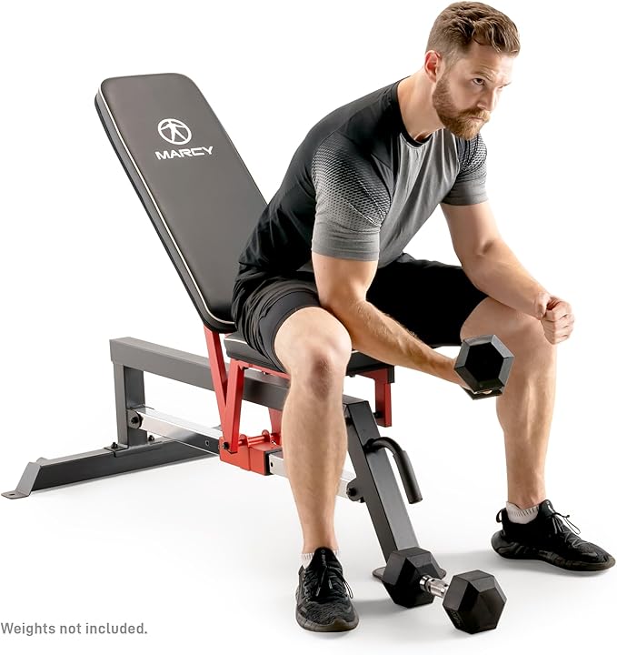 Marcy Adjustable Strength Training Utility Bench with Chrome SB-5429